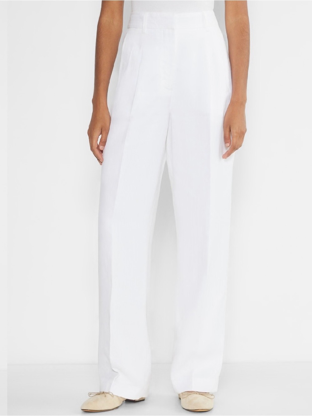 NWT Aritzia Effortless New Linen Pant Size 00 Wide Leg White Lined Italy ~ $148 - Picture 2 of 16